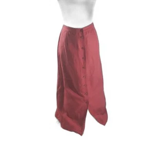 Emma James Orange Linen Blend Midi Button Down Pleated Lined Maxi Skirt Size 14 - Picture 1 of 10