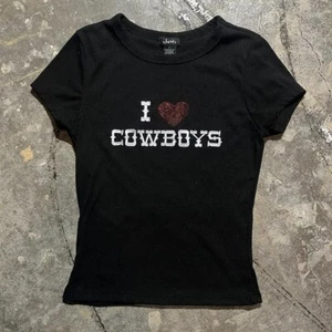 I Love Cowboys Baby Tee T-Shirt - Picture 1 of 2