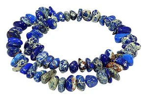 😏 Impressionen Jaspis Perlen blaue Nuggets ca. 5-7x10-18 mm Strang für Kette😉 - Picture 1 of 1