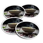 4x Round Stickers 10 cm - Steaming Chinese Noodles  #2660