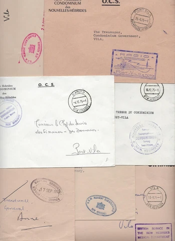 NEW HEBRIDES UK OHMS 1970s COLLECTION OF SIX OFFICIAL COVERS VARIOUS MARKING & Cover