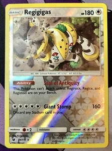 Pokémon SM Carmesí Invasión REGIGAS 84/111 Lámina de Holo Inversa Rara Casi Nuevo/M+ - Imagen 1 de 7