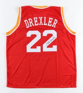 Clyde 'The Glide' Drexler Signed Custom Houston Rockets Jersey JSA WITNESS COA - Picture 1 of 3