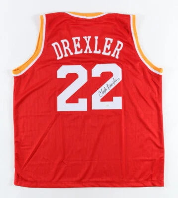 Clyde 'The Glide' Drexler Signed Custom Houston Rockets Jersey JSA WITNESS COA - Image 1 of 3