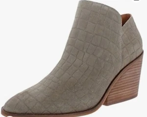 Lucky Brand Saucie Ankle Bootie Tan Croc Print Suede Women's Size 6m - Picture 1 of 8