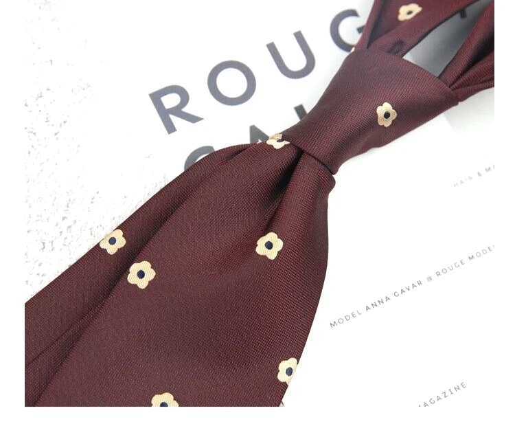 Nueva Corbata Clásica Lunares Roja Marrón JACQUARD TEJIDA 100% Seda Para Hombre Foto 1 de 1