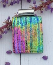 Fused Glass Blue Bead Pendant ~ Handmade Dichroic Jewelry by Firefly Glass Art