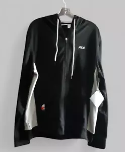 Herren Fila Jacke Sport Trikot Reißverschluss vorne Farbblock schwarz grau Kapuze L Training - Bild 1 von 10