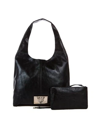 Sharif Legacy Pearlized Slouchy Leather Hobo with Wristlet-Black-NWT - Image 1 of 3