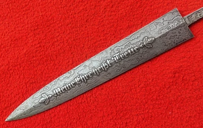 Hoja de daga alemana SS de acero Damasco "Mi honor significa fidelidad" Foto 1 de 4