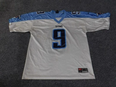 Camiseta masculina vintage Tennessee Titans GG branca azul NFL Steve McNair Nike anos 2000 - Imagem 1 de 4