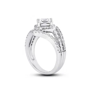 2,79 ct G-VS1 Princess Cut natürliche zertifizierte Diamanten 950 Plat. Halo Akzent Ring - Bild 1 von 3