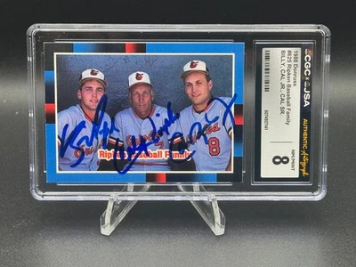 Donruss Ripken Baseball Family 1988 firmado Cal Jr. 🔥 CGCxJSA 8 auténtico automático 🔥 Foto 1 de 4