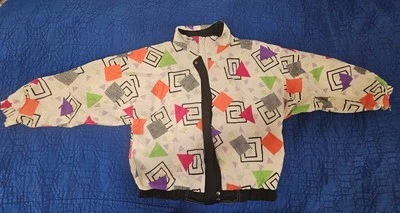 Chaqueta cortavientos geométrica de nailon unisex vintage años 80 Foto 1 de 4