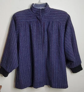 Mendocino Woolens Multicolor Stripe Handwoven Jacket Blazer Sweater Petite USA - Picture 1 of 8