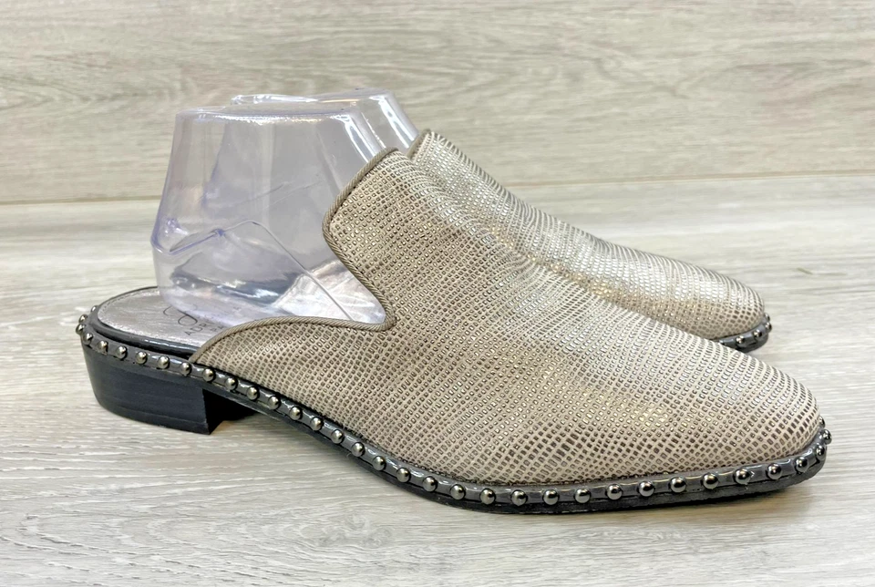 Zapatos para mujer Adrianna Papell de tacón bloque sin cordones de cuero con tachuelas 10 plateados Foto 1 de 4