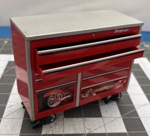 Snap On Mini Metal Rolling Toolbox Chopper Decal 2 Drawer Collectible Desktop - Picture 1 of 7