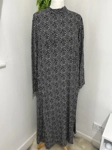 M&S Collection Black & White Ditsy Midi Dress Size Uk 18, Long Sleeves - Picture 1 of 11
