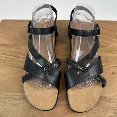 Nuevas sandalias de cuña negras con tiras asimétricas Easy Spirit Hart para mujer talla 10 M Foto 1 de 4