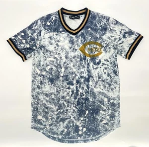 Maglia maglia uomo Rebel Minds Cartel blu bianca splatter media manica corta - Foto 1 di 13