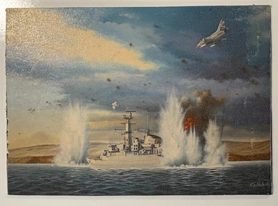 Pequeña pintura/ilustración militar vintage GUERRA DE COREANA - FIRMADA. Foto 1 de 4