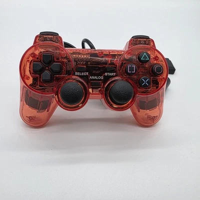 Wired 5.5ft Dual Vibration Controller Gamepad for PS2 & PS1 Transparent Red - Image 1 of 4