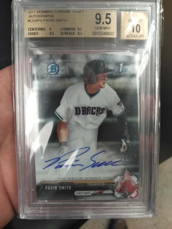 2017 Bowman Draft Chrome Pick Refractor  Pavin Smith BGS 9.5 GEM MINT Auto - Image 1 of 2