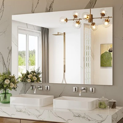 Frameless Mirror, 55" x 36" Frameless Bathroom Mirror, Large Vanity Wall Mirr... - Image 1 of 4