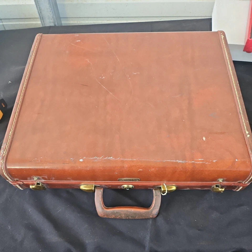 Vintage Samsonite Shwayder Bros Briefcase, Suitcase Circa 50’s Brown Leather  - Image 1 of 4