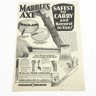 老式 1928 年大理石斧斧头狩猎广告 • Gladstone MI — 第 1/4 张图片