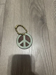 Coach Leder Peace Zeichen Taschenanhänger blau Schlüsselanhänger zum Anklipsen - Bild 1 von 2