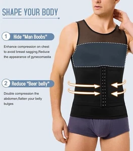 Tailong Men Body Shaper Slimming Vest Tight Tank Top Compression Shirt L - Picture 1 of 6