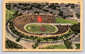 POSTCARD FOOTBALL STADIUM STANFORD UNIVERSITY PALO ALTO CALIFORNIA - Picture 1 of 2