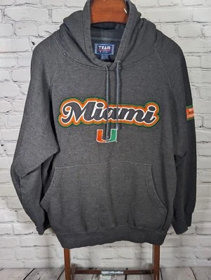 VTG Team Edition Apparel Miami Hurricanes Hoodie Sweatshirt Gray Size L - Sewn - Image 1 of 4