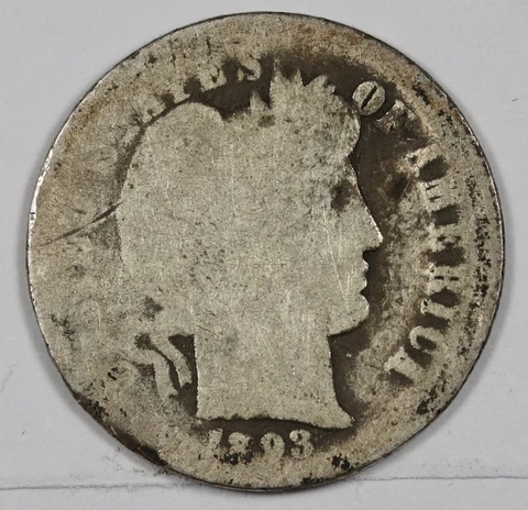 1893-o Barber Dime.  Circulated.  186277 Cover