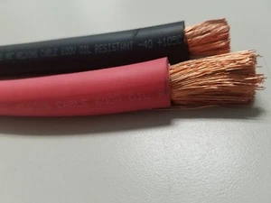  1/0 AWG WELDING CABLE WIRE  COPPER BATTERY SOLAR RED 8 FEET BLACK 8 feet - Picture 1 of 2