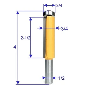 1pc 1/2 SH 2-1/2" Extra Long Flush Trim Top Bearings Router Bit S - Picture 1 of 12