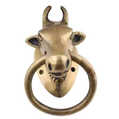 Heavy Golden Brass Bull Towel Holder Planter Holders 6.70 Inch - Image 1 of 3