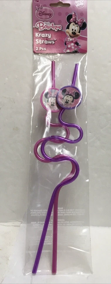 PACK DE 5/CUENTA 2 PAJITAS DISNEY MINNIE MOUSE NUEVAS EN PAQUETE Foto 1 de 2