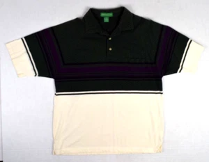 Penguin Shirt VTG Grand Slam Munsingwear Size L 80s 3 Tone Green Ivory Purple - Picture 1 of 8