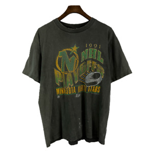 Vintage 1991 Minnesota North Stars NHL Playoffs Einzelstich T-Shirt - Größe Large