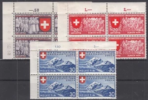 RA25134/ SWITZERLAND – Y&T # 326 / 328 MINT MNH COMPLETE BLOCKS OF 4 – CV 180 $ - Picture 1 of 2