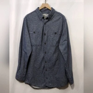 Duluth Striped Free Swinging Flannel Slim Fit Button Shirt Mens L Tall Blue - Picture 1 of 8