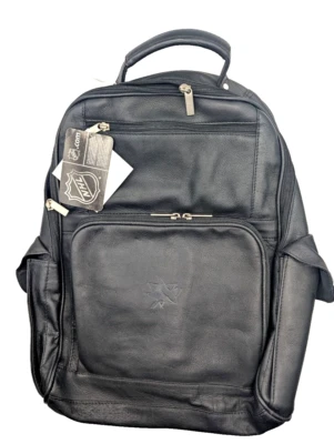 NWT Pangea Brands San Jose Sharks NHL Black Leather Large Backpack Travel AN2 - Imagem 1 de 4