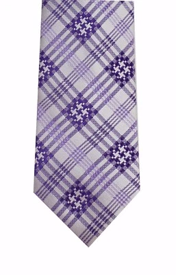 Corbata Nick Cannon púrpura a cuadros seda delgada nueva  Foto 1 de 4