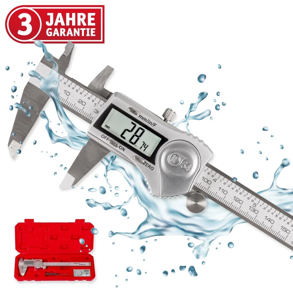 WALTER Schieblehre Messschieber Digital, 0 - 150 mm Messlehre Tiefenmesser - Bild 1 von 4