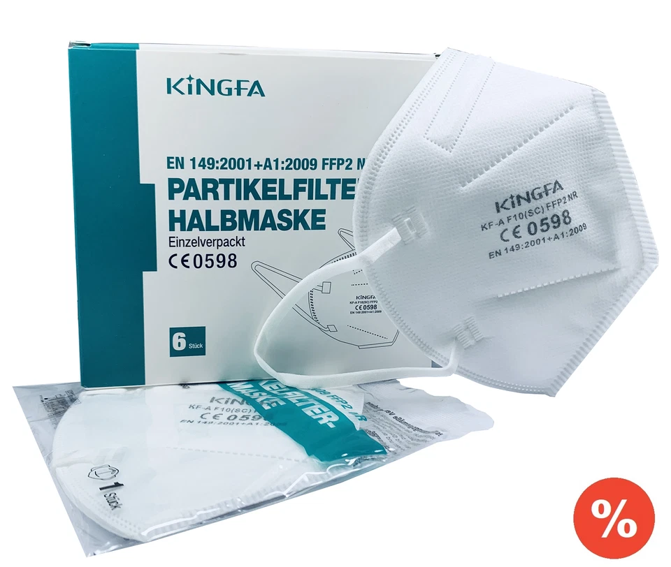 KINGFA Atemschutzmaske Mundschutz FFP2, 4-Lagen EN49:2001+A1:2009 Einzelverpackt, Kinfa
