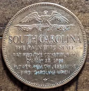 1788 Columbia, South Carolina SC 8th State The Palmetto State Shell Gas Token - Bild 1 von 4
