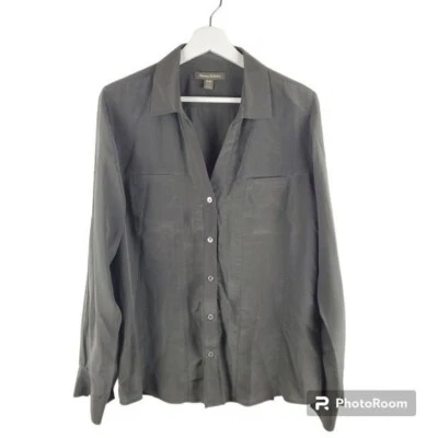 Tommy Bahama Silk Button Up Shirt Medium Green Roll Tab Sleeves Lightweight - Изображение 1 из 4