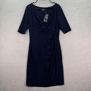 Lauren Ralph Lauren Women's Navy Essentials 1/2 Sleeve Midi Sheath Dress Size 14 - Picture 1 of 6